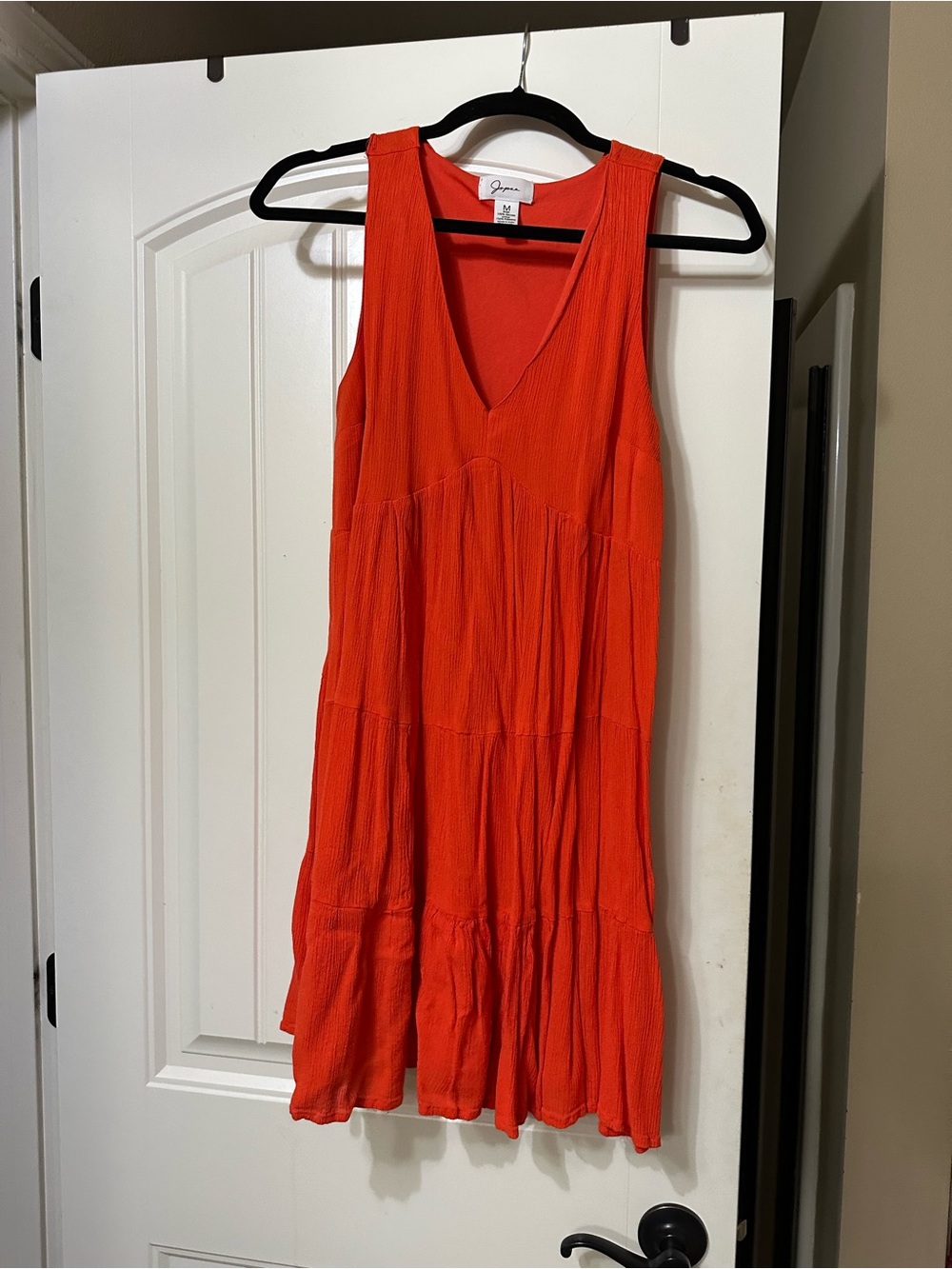 Bright Red Sleeveless V-Neck Tiered Mini Dress